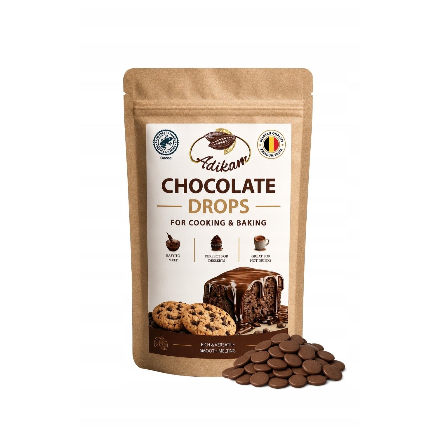 Czekolada deserowa 54% dropsy ADIKAM 500 g — opakowanie